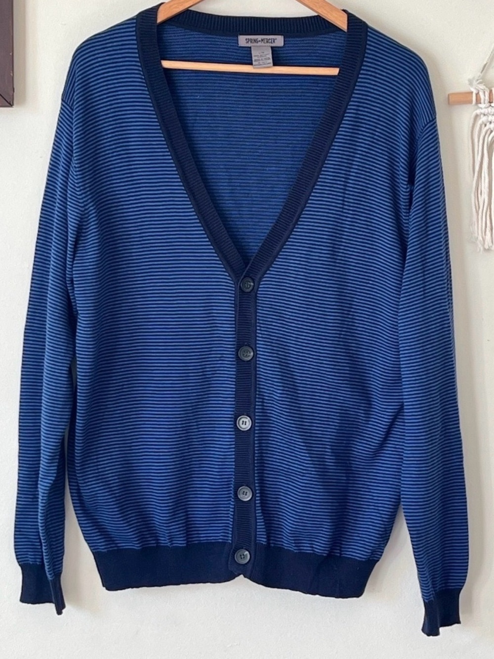 Spring + Mercer 100% cotton Striped Cardigan- Large PTP 23 inch